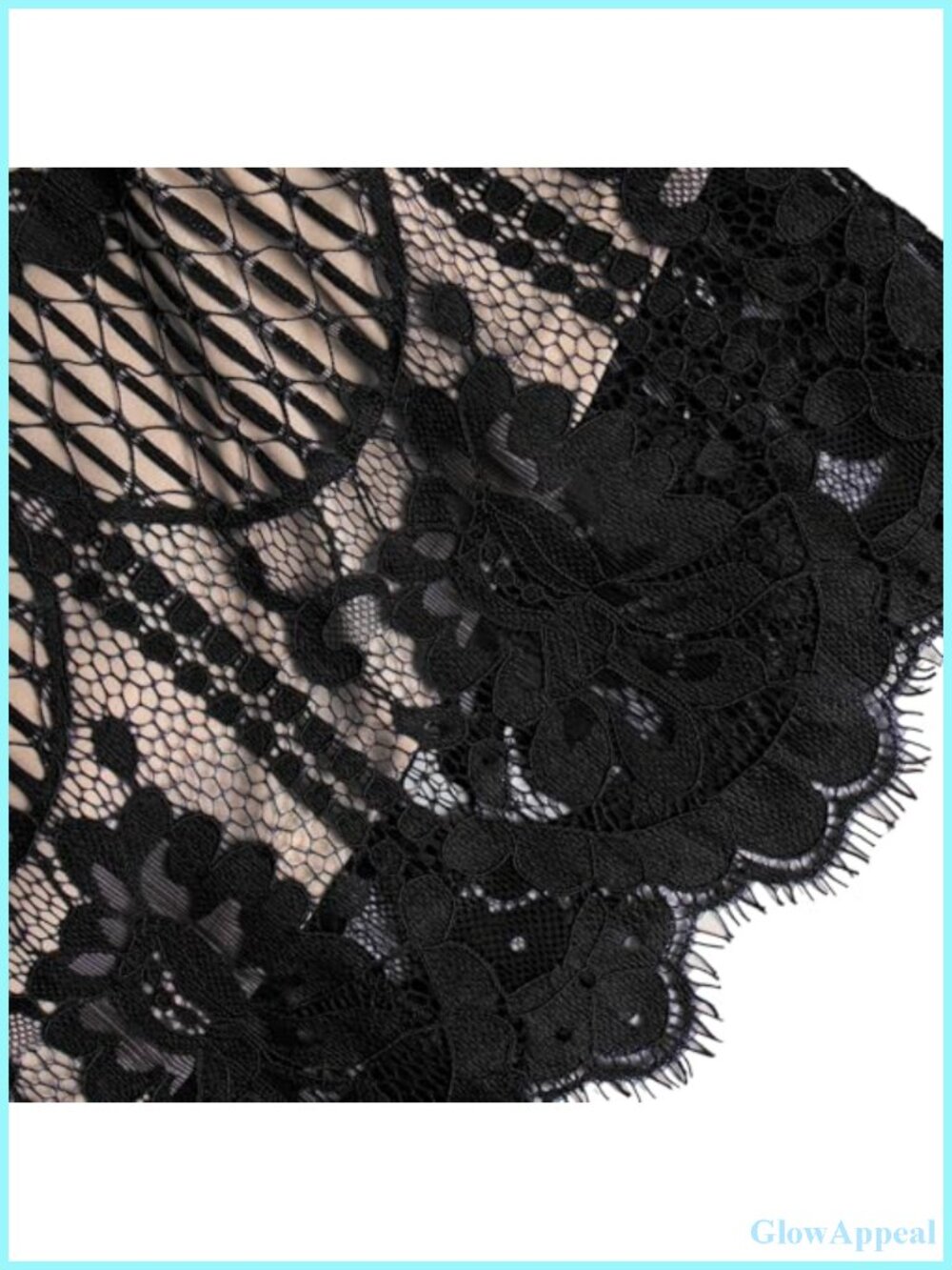 Lace Sequin Formal Wedding Guest Cocktail Dress Slit Sleeve - Picture 5 of 6